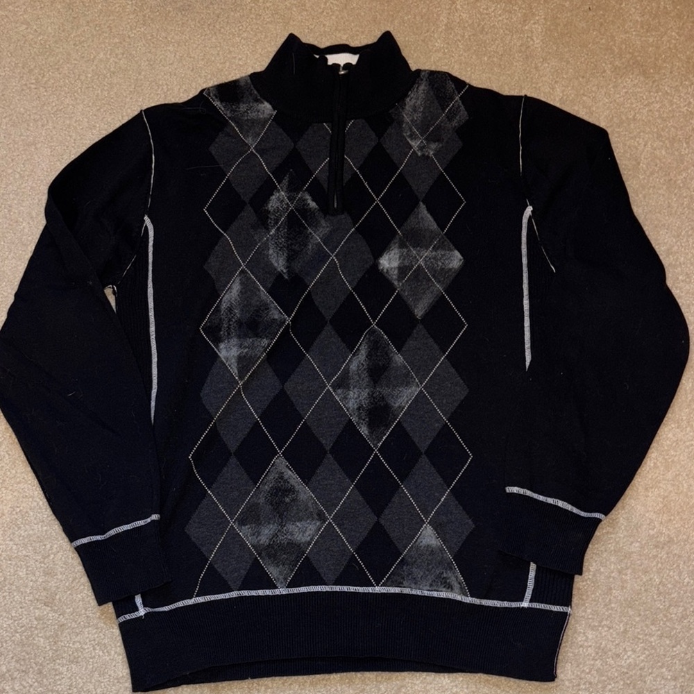 BKE Argyle Patterned Black and Gray Sweater